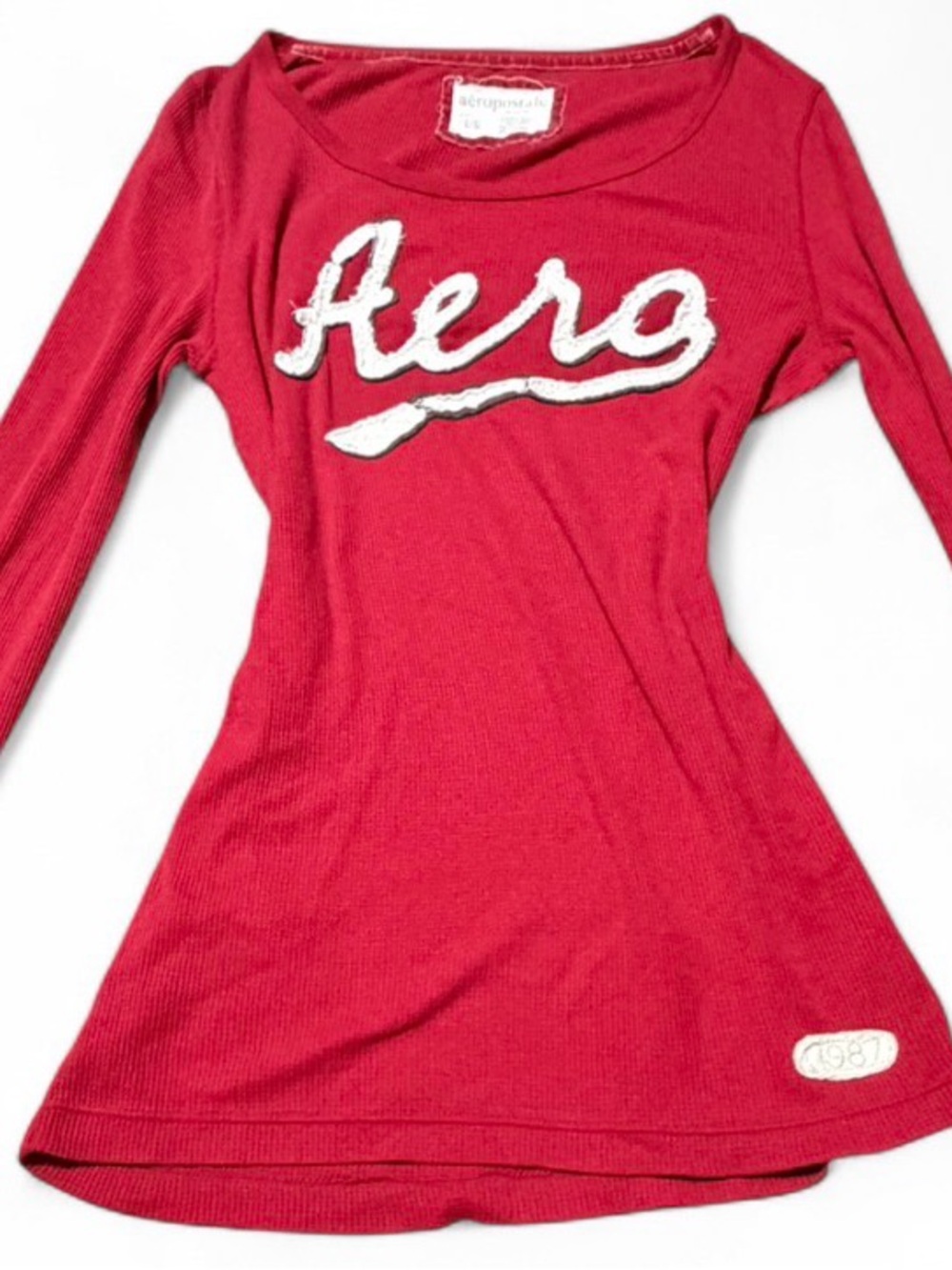 Vintage Aeropostale Y2K Red Waffle Knit Thermal